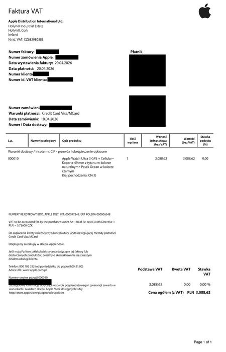 Apple Watch Ultra 3 49mm GPS Cellular tytan naturalny gwarancja - CENA OSTATECZNA