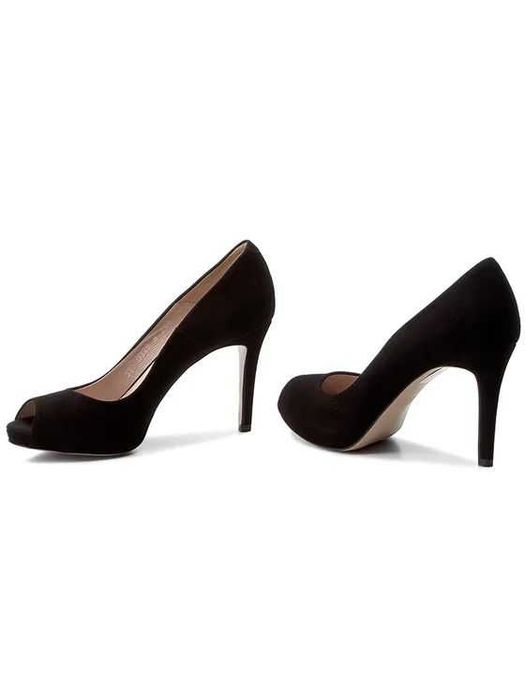 Gino Rossi Olivia czarny welur zamsz 37.5 peep toe