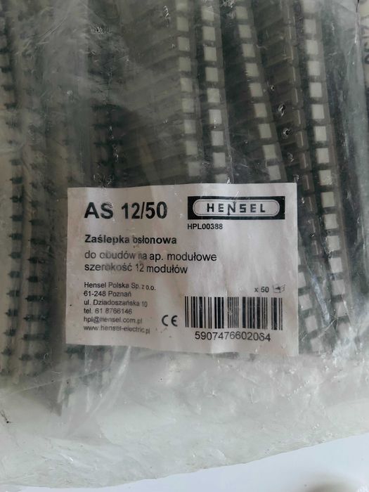 Hensel Zaślepka osłonowa 12 modułow szara AS 12/50 opakowanie 50 sztuk