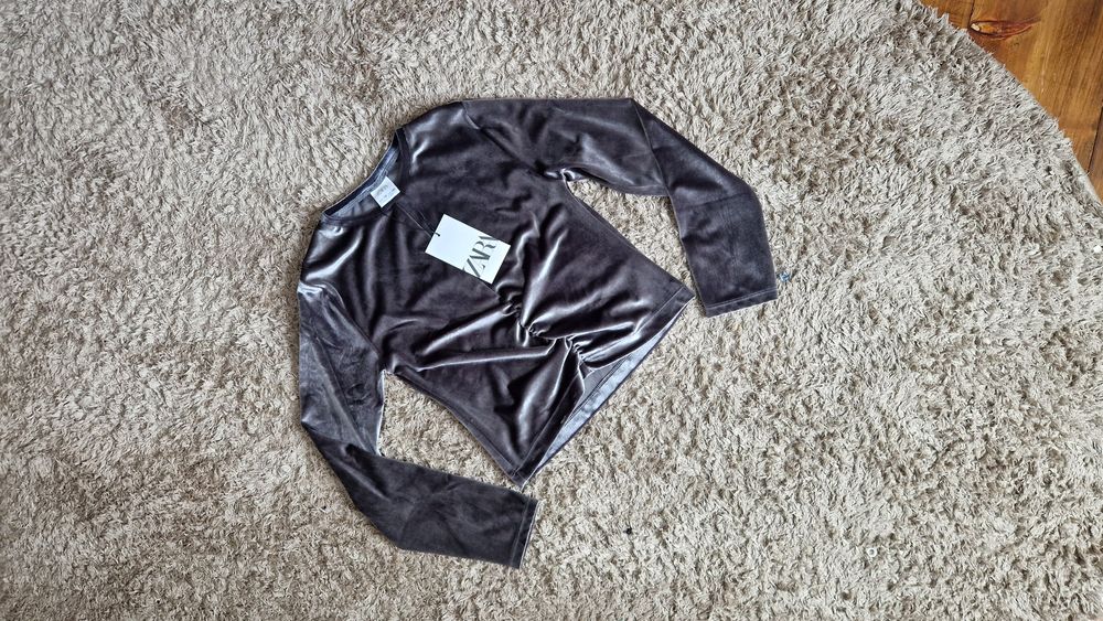 Кофта вкорочена велюрова, кроп-топ Zara