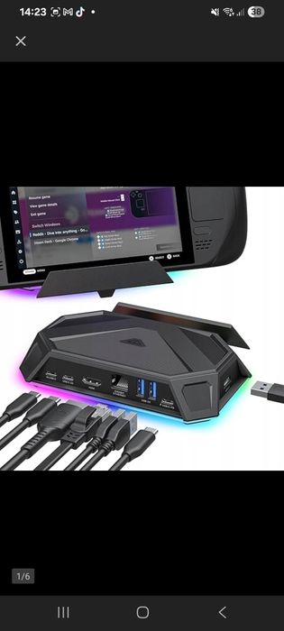 JSAUX STACJA DOKUJĄCA RGB 8 W 1 do Steam  Deck Oled 4K 60HZ