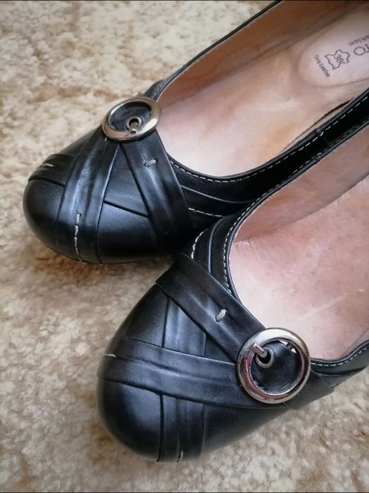 Eleganckie czółenka na obcasie, 100% skóra naturalna, r. 38