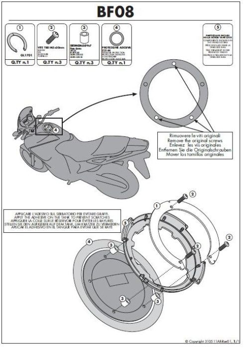 BF08 DUCATI mocowanie tanklock tankbag toreb NOWE