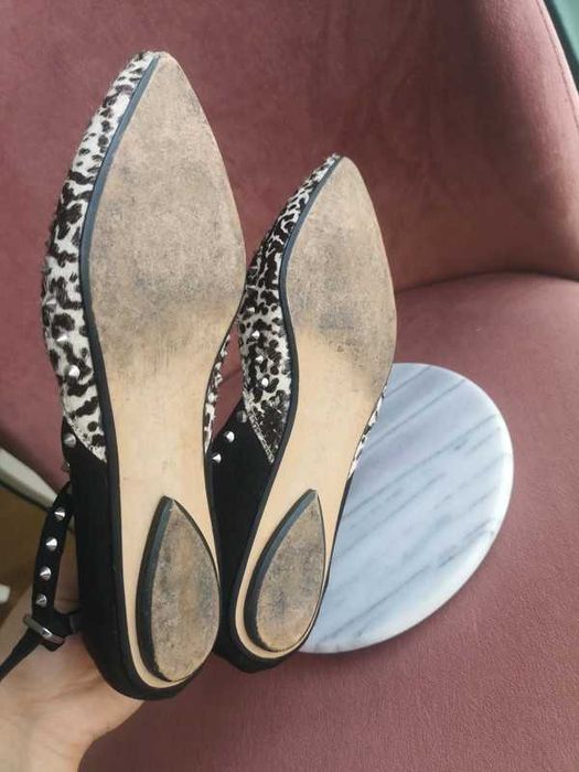 Zara Basic buty na płaskim obcasie ćwieki skóra r. 36