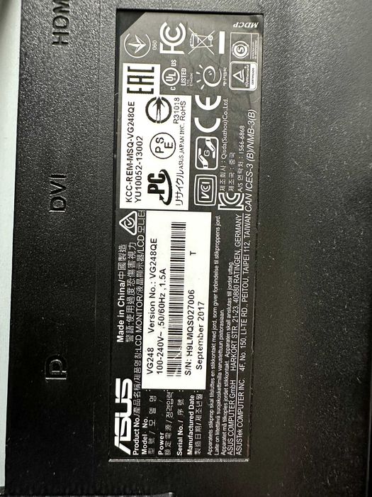 Monitor Gaming ASUS VG248QE – 24” | 144Hz | 1ms