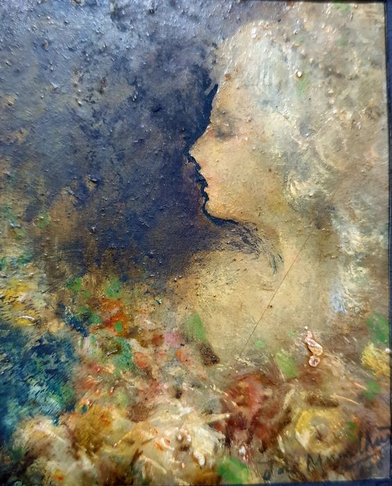 José Mergulhão  - pintura miniatura - retrato de uma linda Senhora