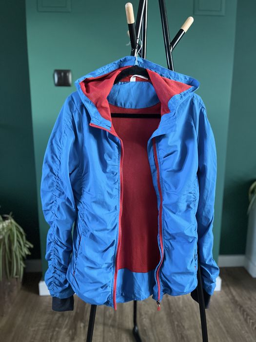 Kurtka wiatrówka sport niebieska czerwona mała lekka kaptur kyodan
