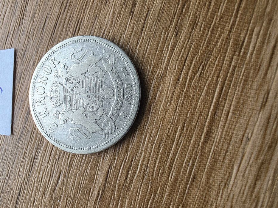 2 Korony 1897 Srebro Ag 800 Szwecja Oskar II
