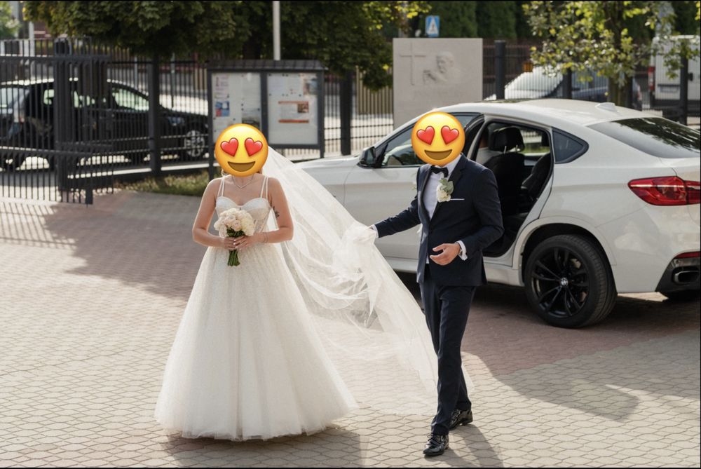 Suknia ślubna + welon błyszcząca