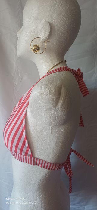 Góra od stroju kąpielowego miseczka C różowo-biała paski