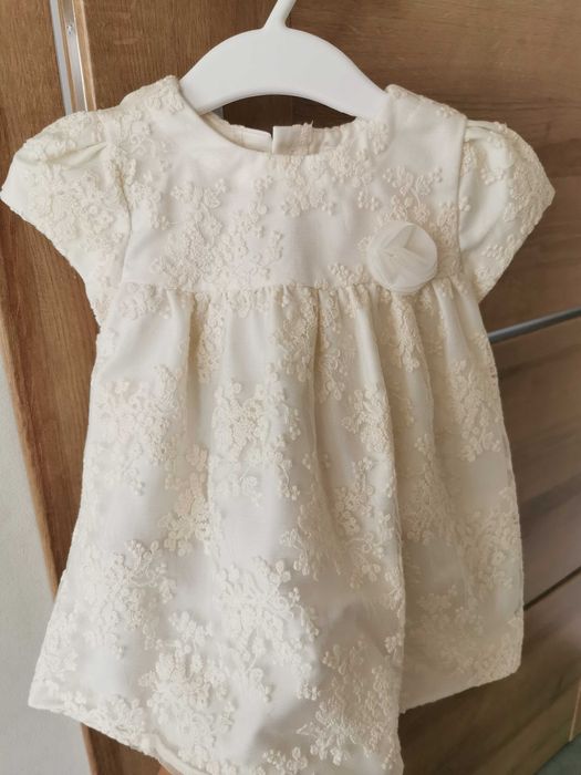 Sukienka  na chrzest/koronka, ecru, tiul, Mayoral r. 68