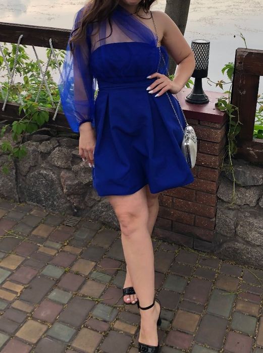 Сукня синя с шифоном. Розмір С-М