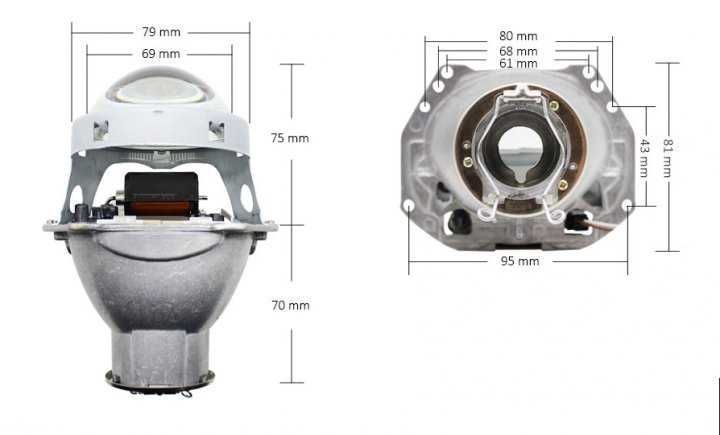 Hella 3R Blue Биксеноновые линзы под лампы H7 и D2S 3 дюйма Koito