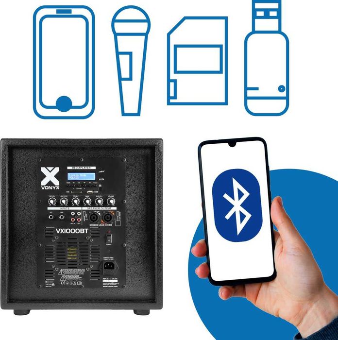 Głośniki/Zestaw nagłośnieniowy Vonyx BT1000 bluetooth