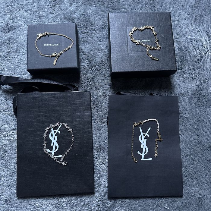 Bransoletka Yves Saint Laurent YSL zestaw srebro złoto pudełko prezent