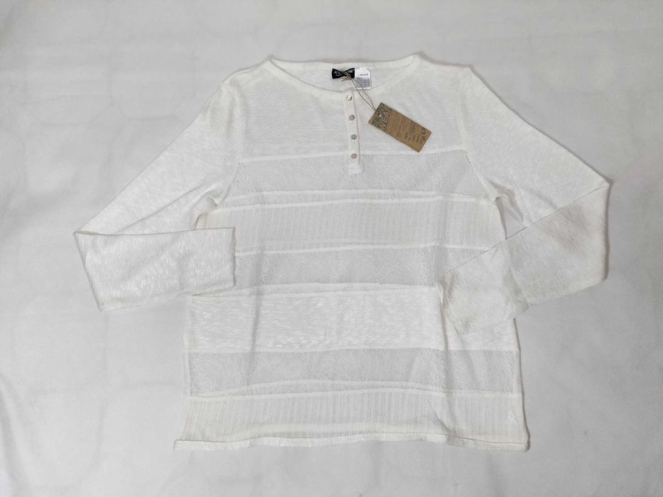 Bluzka damska sweterkowa ecru sweter ażurowy LA REDOUTE 44/46 SW0110