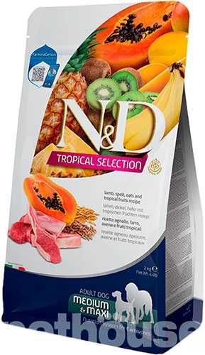 Farmina N&D Tropical Selection Dog Adult Medium & Maxi Lamb, Spelt, Oats & Fruits 10 кг