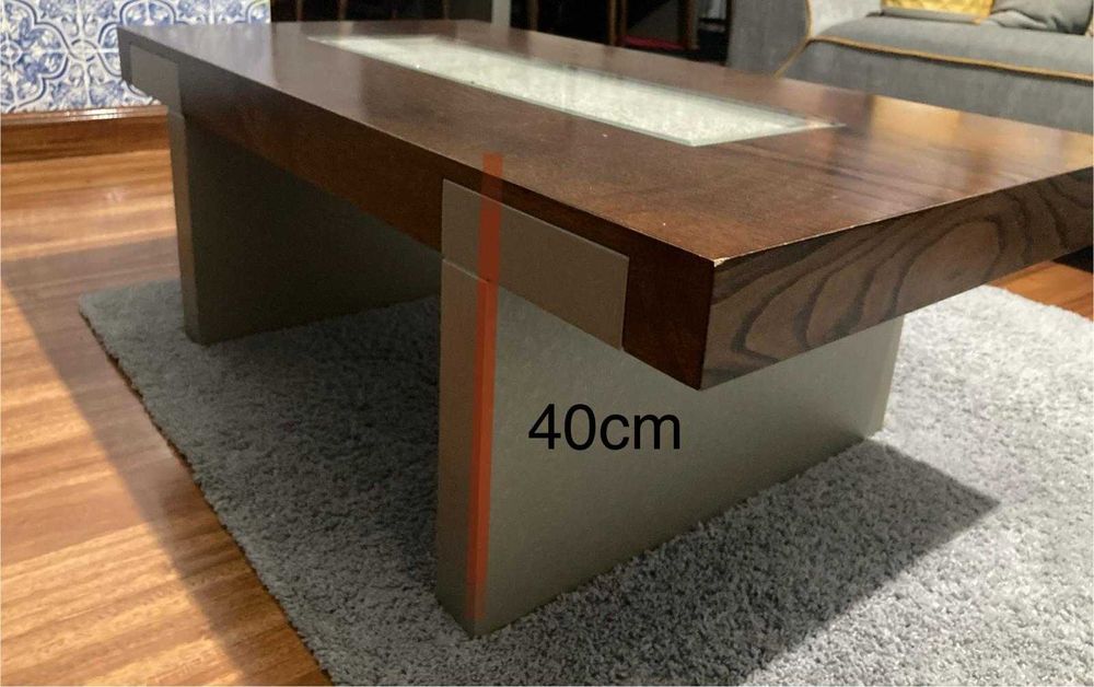 Mesa de centro sala (madeira e pedra) elegante NOVO PREÇO