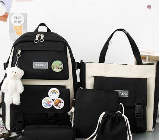 Школьный рюкзак набор, 3 цвета, черный, зеленый, розовый.