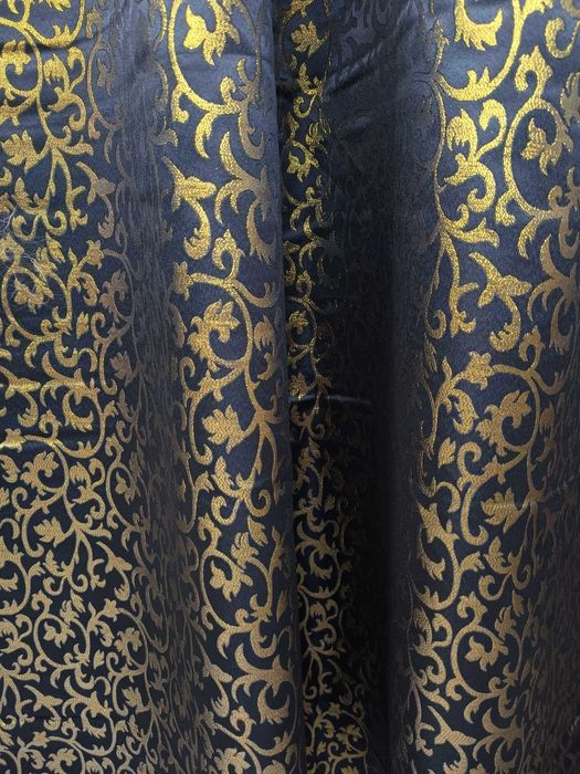 zasłony z metra CZARNY /stare ZŁOTO , szer 150 cm DWUSTRONNA