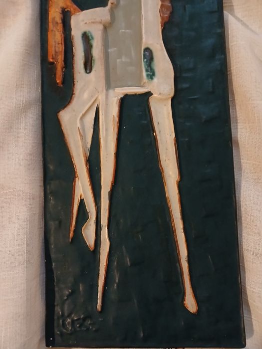 Escultura de parede de cerâmica de cavalo