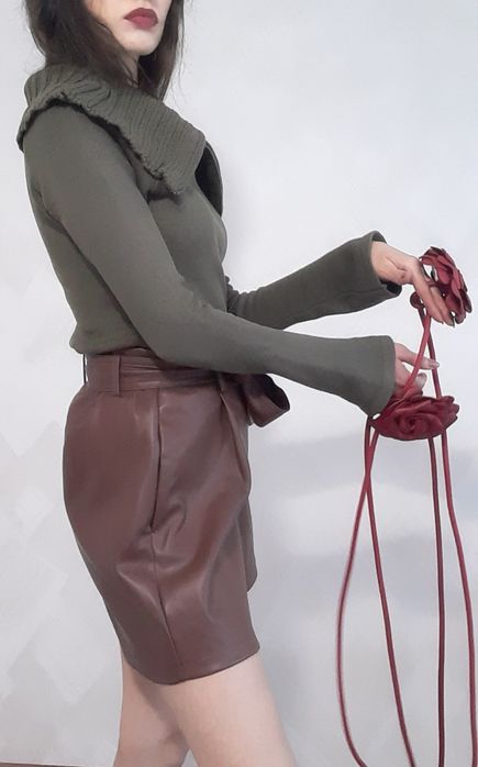 Vintage sweter z rozpinanym kołnierzem khaki jumper with zipped collar