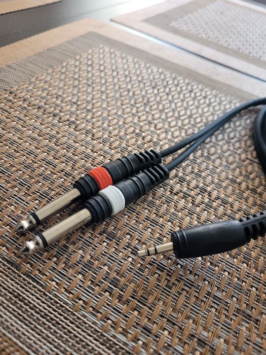 Kabel audio JACK 3,5 mały 2xJACK 6,3 duży przewód aux muzyki