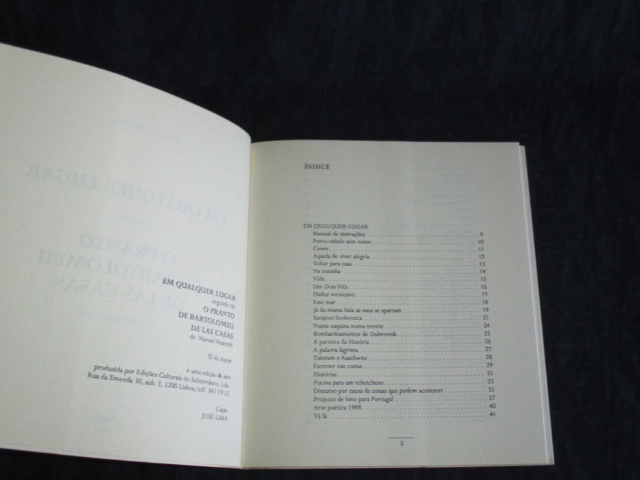 Livro Em Qualquer Lugar seguido de O Pranto de Bartolomeu de Las Casas