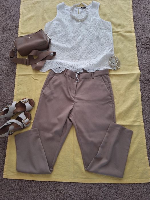 Spodnie damskie H&M 46 nowe z metką,beżowe
