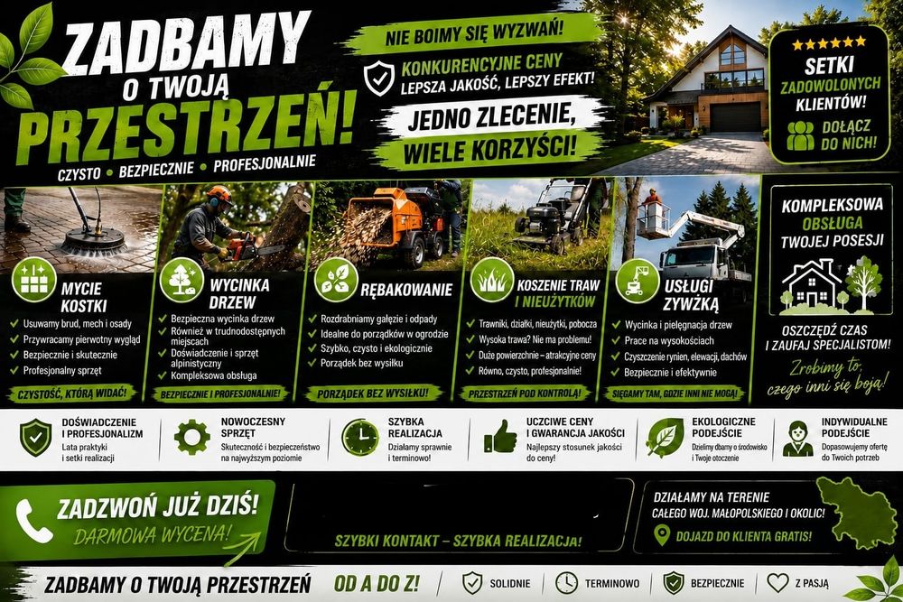 Wycinka, pielęgnacja drzew, koszenie