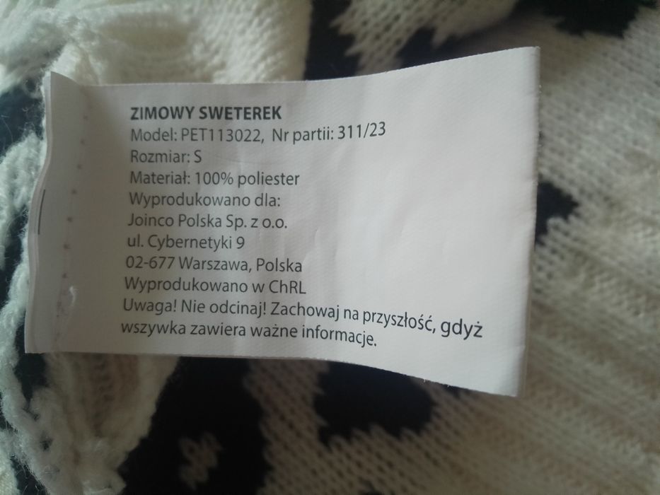 Sweterek ubranko dla pieska r.S