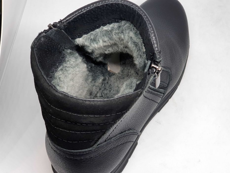 40-47р! Мужские зимние кожаные черные широкие прошитые сапоги TM Tatis