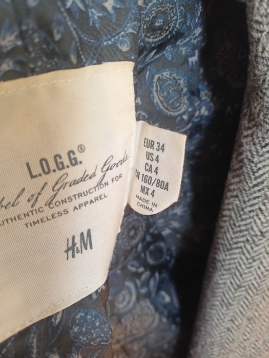 H&M Piękna marynarka w jodełkę na podszewce