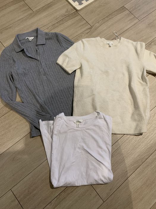 Ciuchy ciazowe zestaw bluzka polo tshirt sweterek h&m mama M S L
