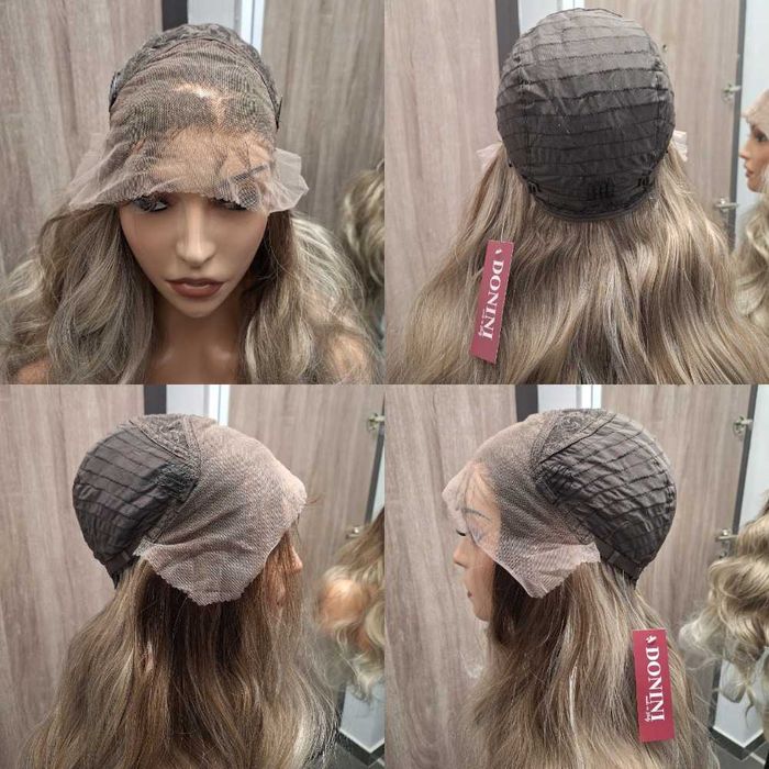 Długa Kręcona Peruka Blond Ombre NaKoronkowej Siateczce Lace Front Wig