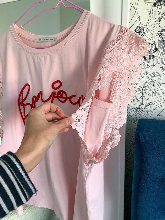 Футболка с вышитой надписью Glo-Story