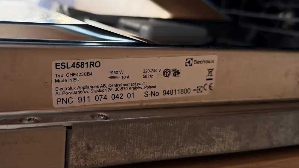 Zmywarka do zabudowy Electrolux ESL4581RO A++ 45cm, automatyczne otwieranie drzwi