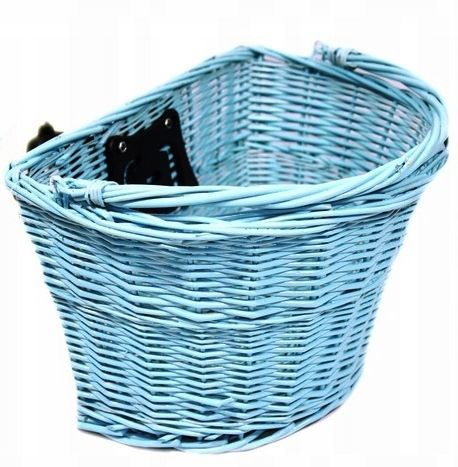 Wiklinowy kosz rowerowy click koszyk niebieski błękitny zaczep