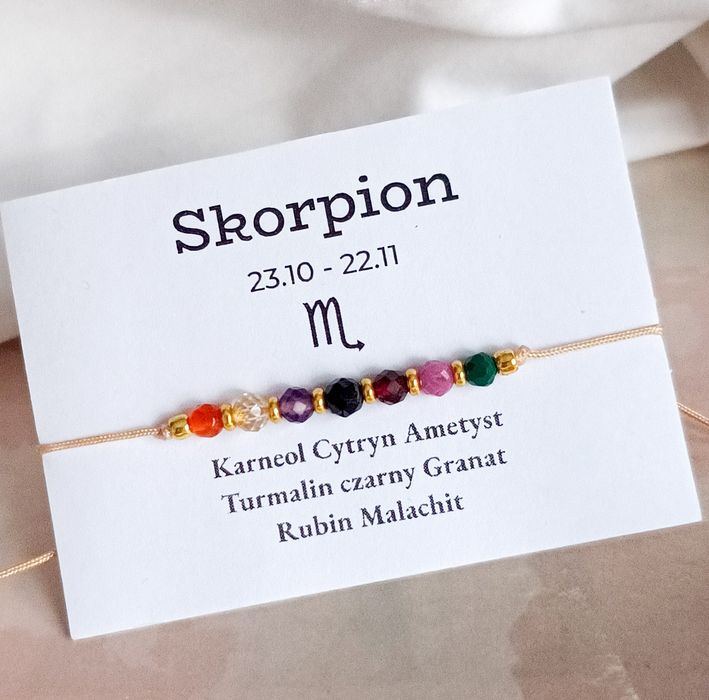 Bransoletka kamienie naturalne minerały znak zodiaku SKORPION