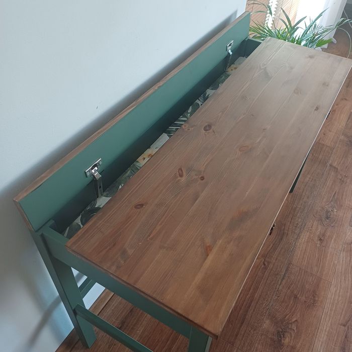 Konsola biurko drewniane zielone boho