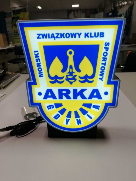 Herb Arka Gdynia. Lampka led na biurko.