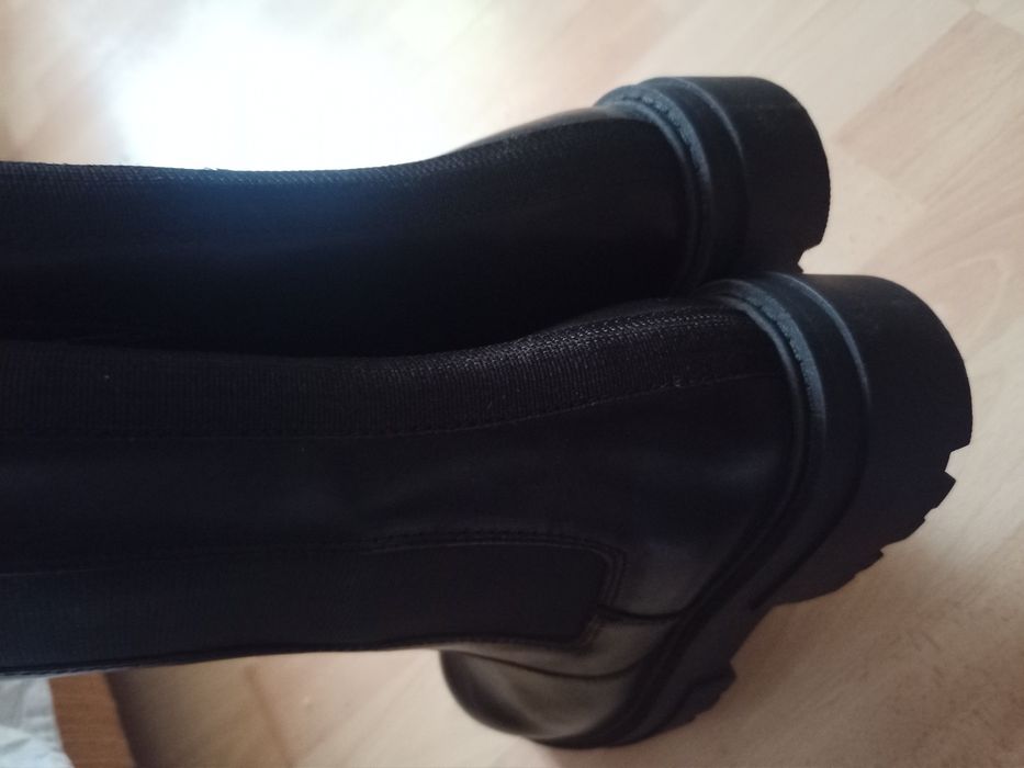 Czarne skórzane botki chelsea ps poelman 38 wkładka ok 24,5 cm, obcas