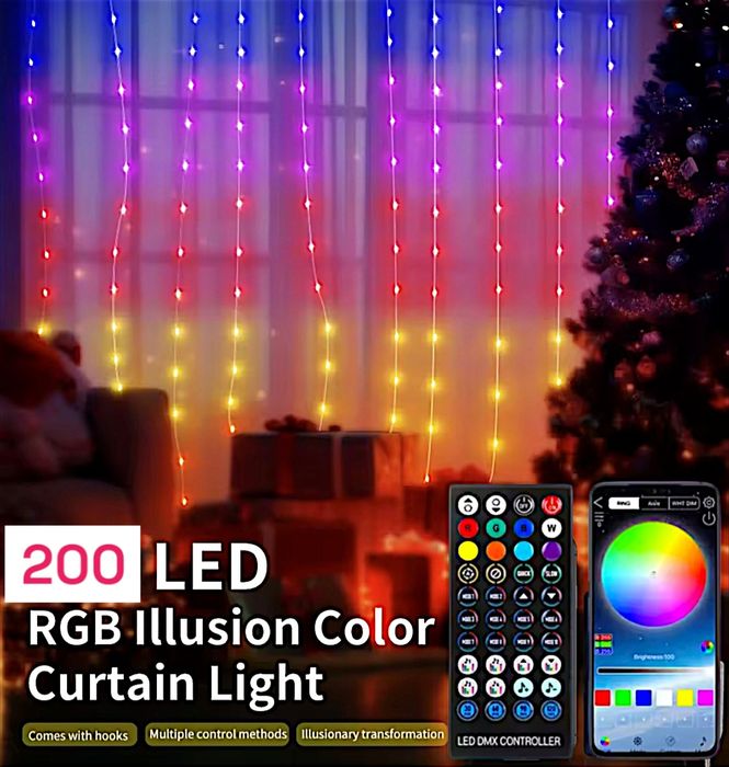 Смарт гірлянда штора 3х2 м RGB