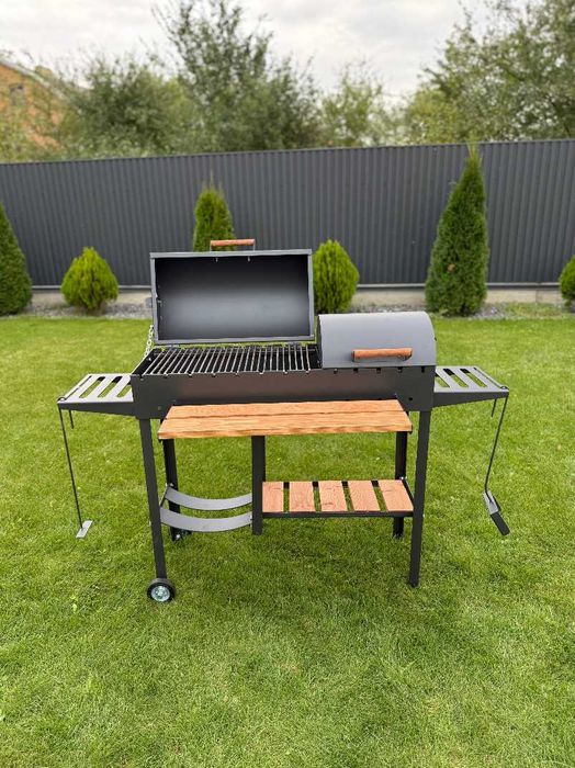 Мангал з кришками для барбекю метал 5 мм з поличкою для дрів