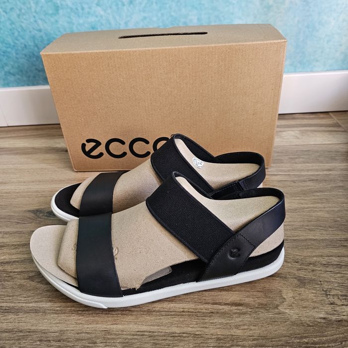 Ecco damara sandały skórzane czarne eleganckie  40 26cm