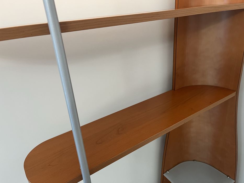 Кутова полиця з тумбочкою, натуральне дерево