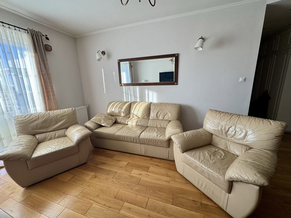 Zestaw wypoczynkowy skórzany Kler kanapa i dwa fotele skóra