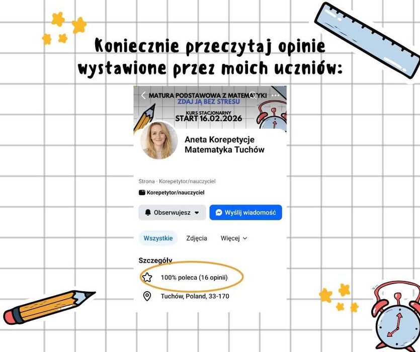 Korepetycje z matematyki matematyka Tuchów stacjonarnie