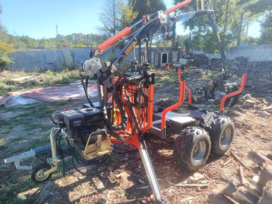 Reboque florestal de 2 toneladas com grua