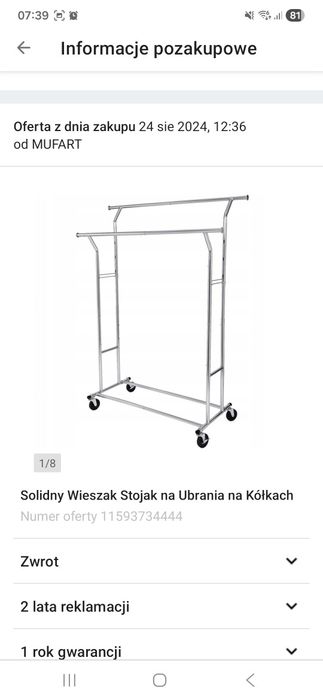 Wieszak stojak na ubrania na kółkach